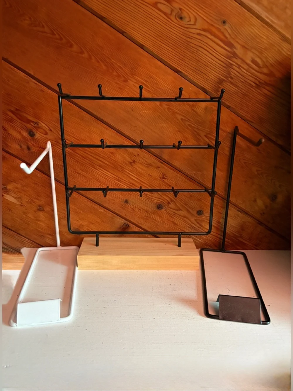 3PC Jewelry Organizer Earring Stand with Wooden Base